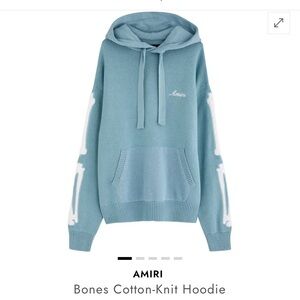 Amiri Bones Men’s Cotton Knit Hoodie Ocean Blue Ret $1159 Grailed Streetwear S